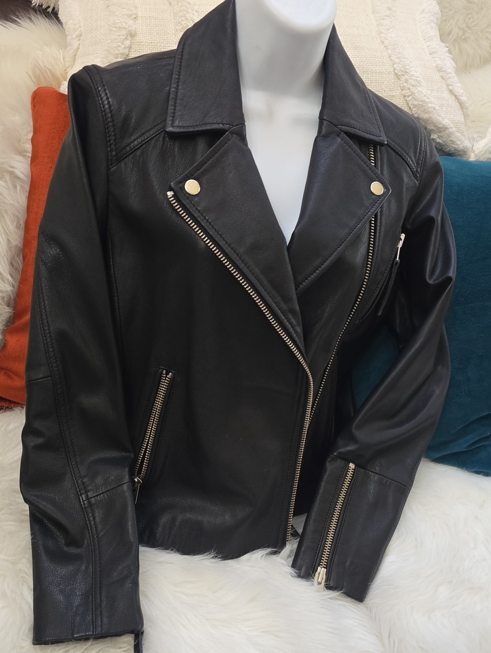 Topshop Black Leather Moto Jacket